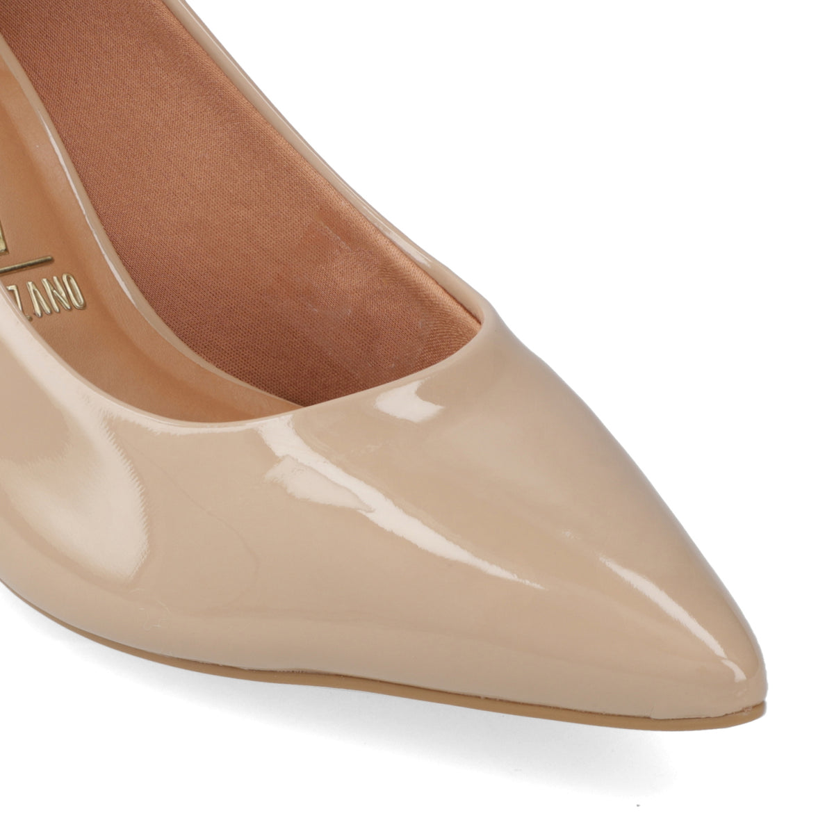 Zapato Taco Aguja Stiletto Vizzano Efecto Charol Beige 34 / Beige
