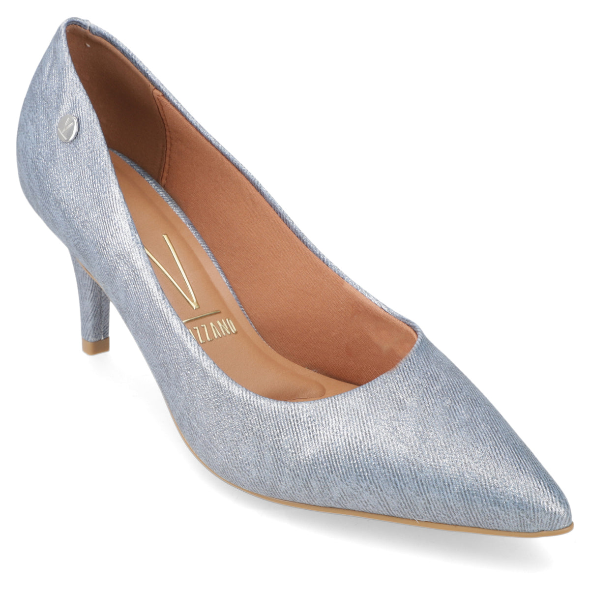 Stiletto Taco Aguja Medio Celeste Vizzano Ecocuero Brillante 34 / Celeste