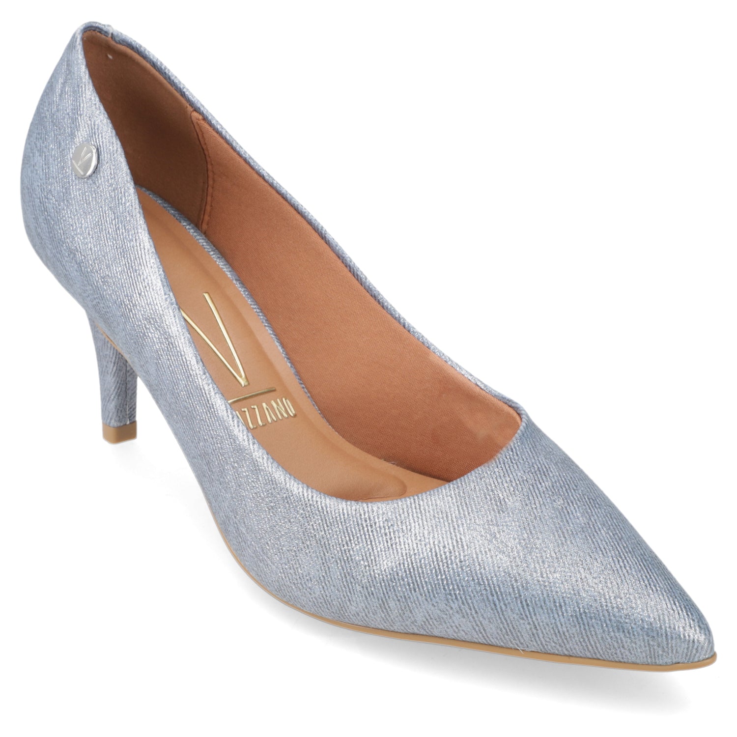 Stiletto Taco Aguja Medio Celeste Vizzano Ecocuero Brillante 34 / Celeste