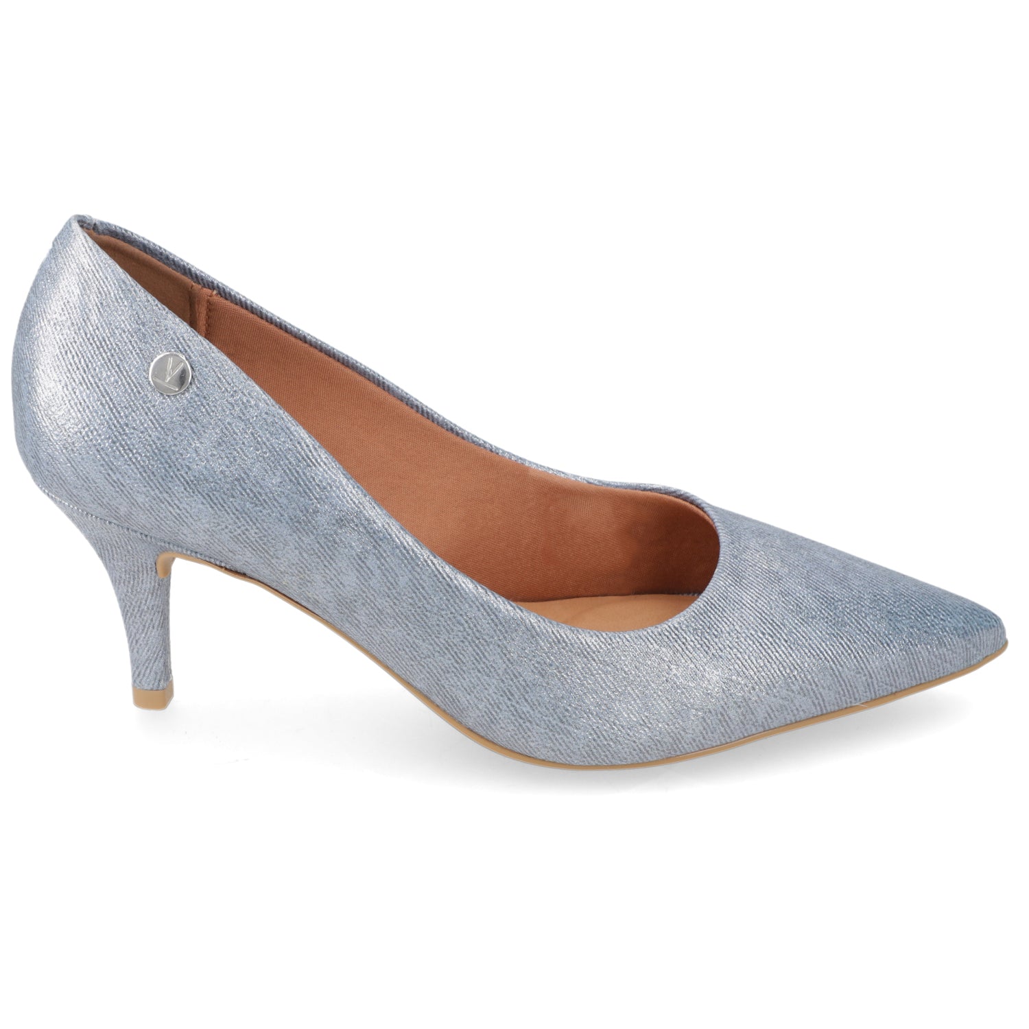 Stiletto Taco Aguja Medio Celeste Vizzano Ecocuero Brillante 34 / Celeste