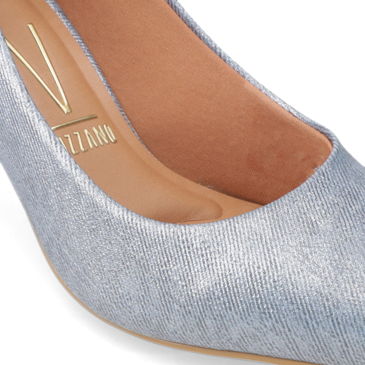 Stiletto Taco Aguja Medio Celeste Vizzano Ecocuero Brillante 34 / Celeste