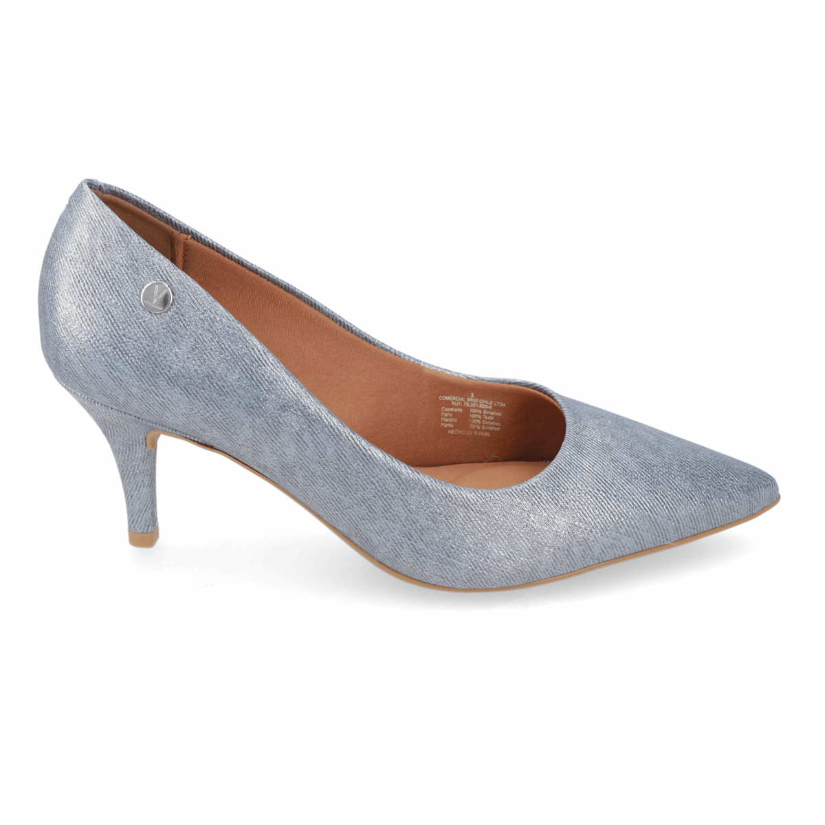 Stiletto Taco Aguja Medio Celeste Vizzano Ecocuero Brillante 34 / Celeste