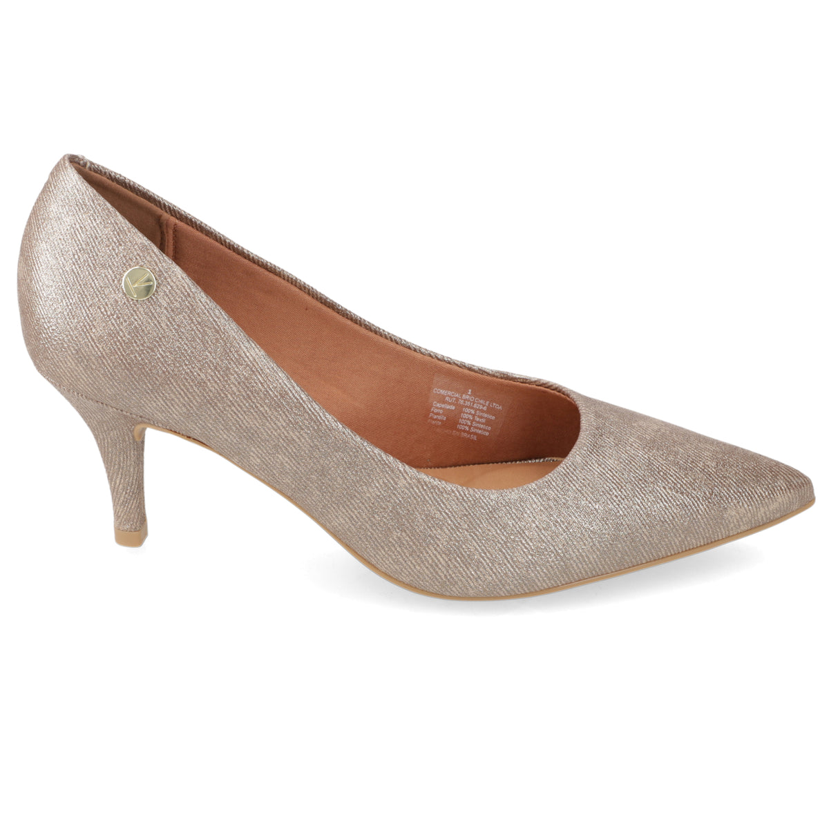 Stiletto Taco Aguja Medio Oro Vizzano Ecocuero Brillante 34 / Oro