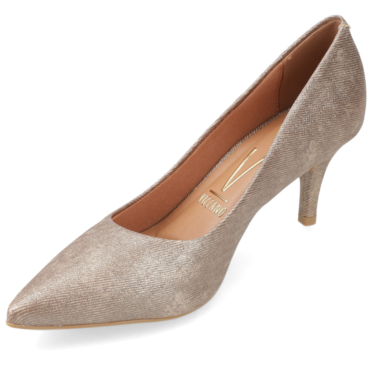 Stiletto Taco Aguja Medio Oro Vizzano Ecocuero Brillante 34 / Oro