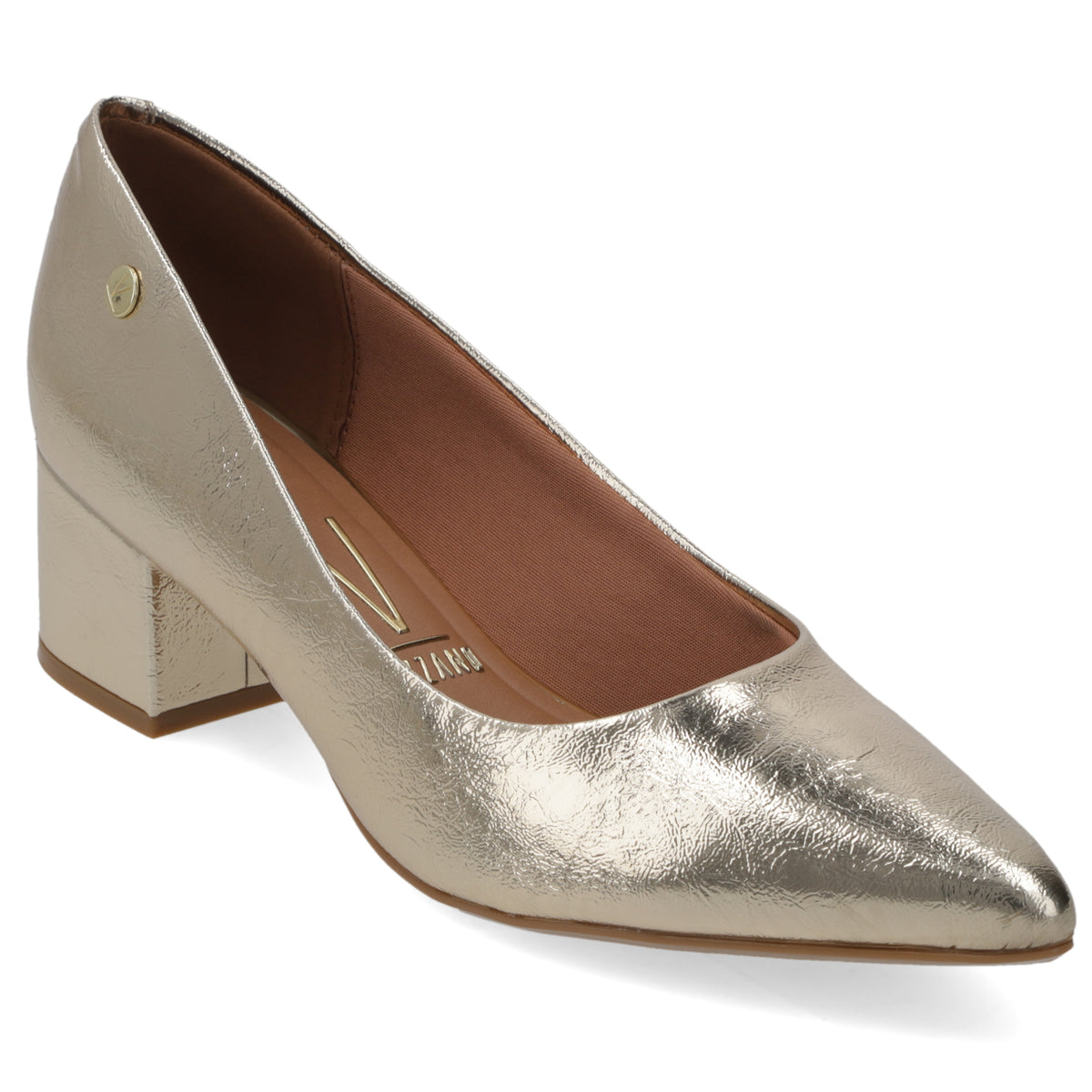 Zapato Taco Ancho Dorado Vizzano