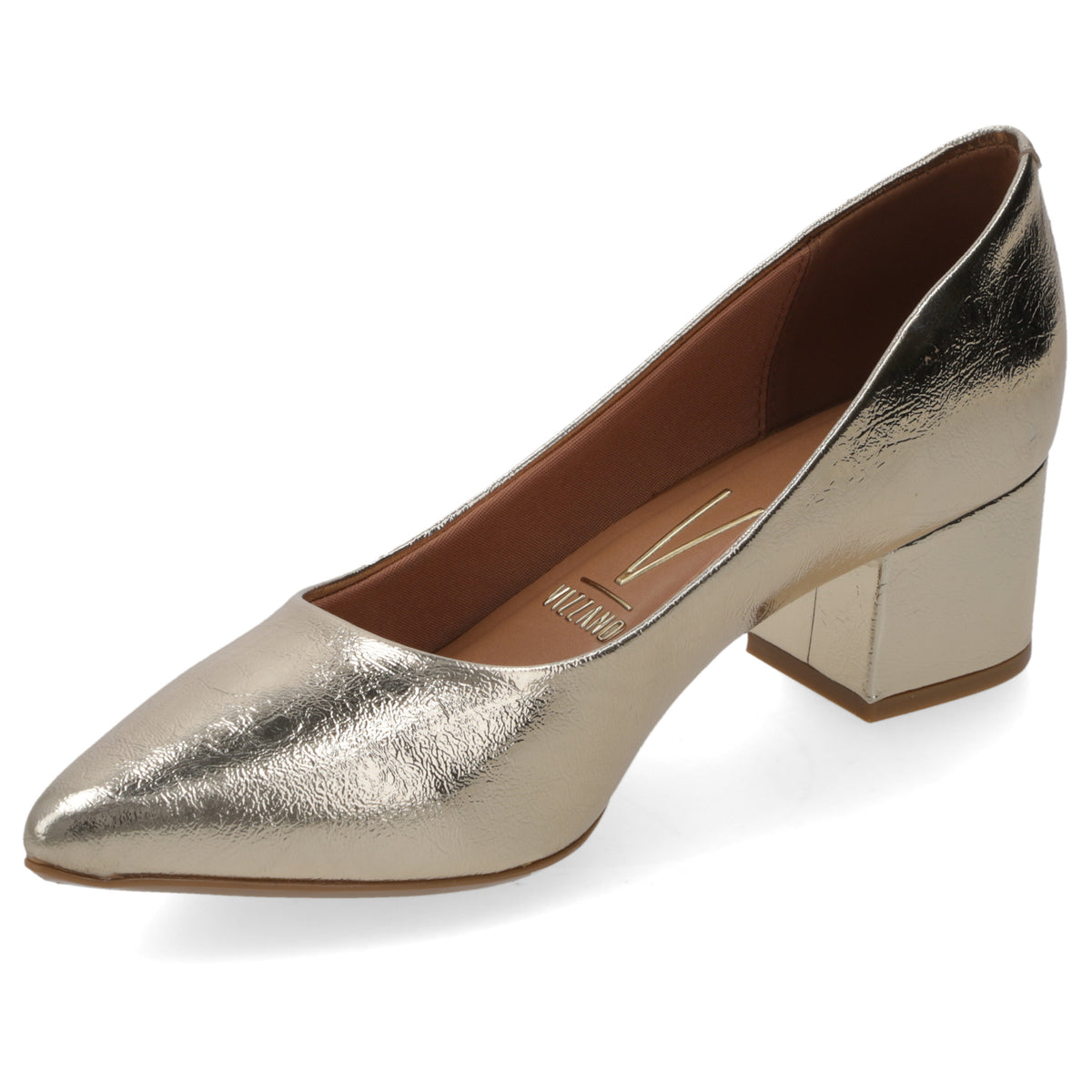 Zapato Taco Ancho Dorado Vizzano
