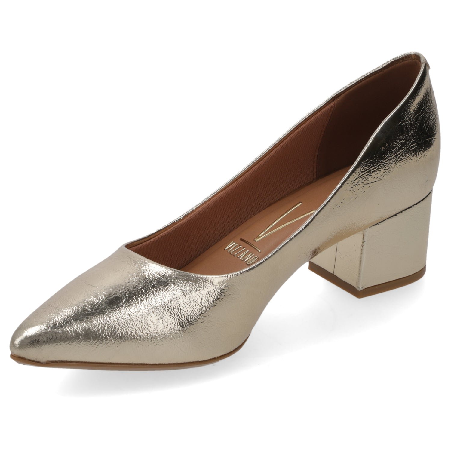 Zapato Taco Ancho Dorado Vizzano