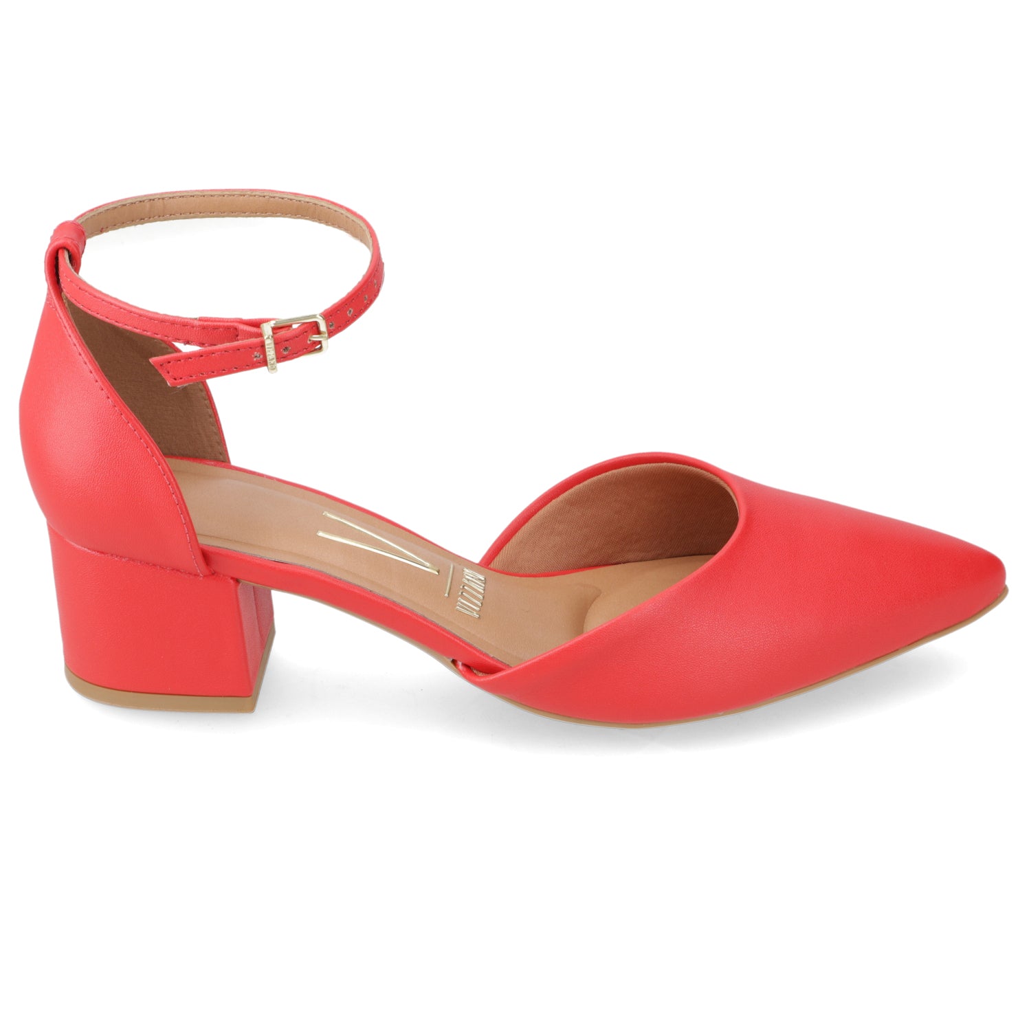 Zapato Taco Ancho Medio Rojo Vizzano Ecocuero 34 / Rojo