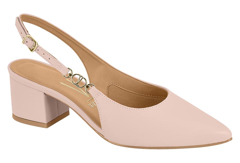 Zapato Mujer Taco Ancho Medio Slingback Rosado Vizzano