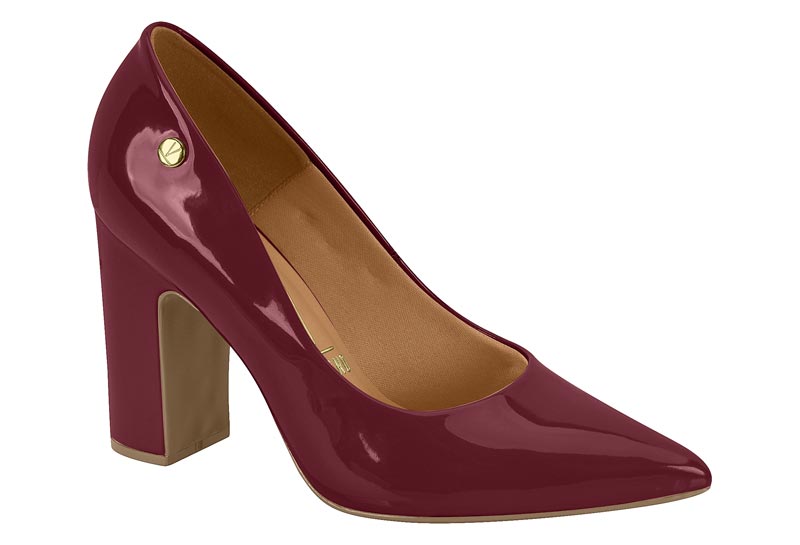 Zapato Taco Cuadrado Vizzano Efecto Charol Vino 34 / Vino