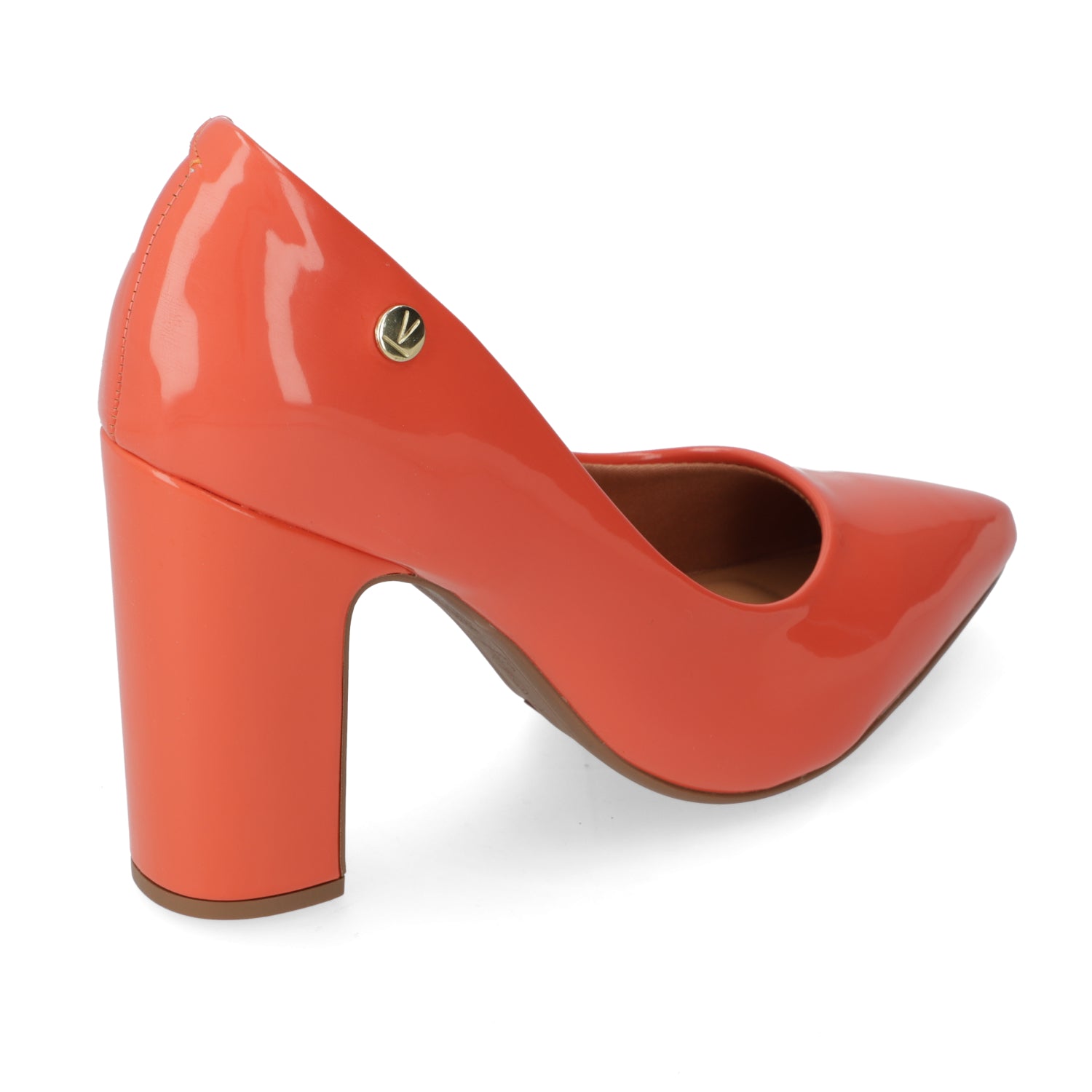 Zapato Taco Ancho Vizzano Efecto Charol Naranjo