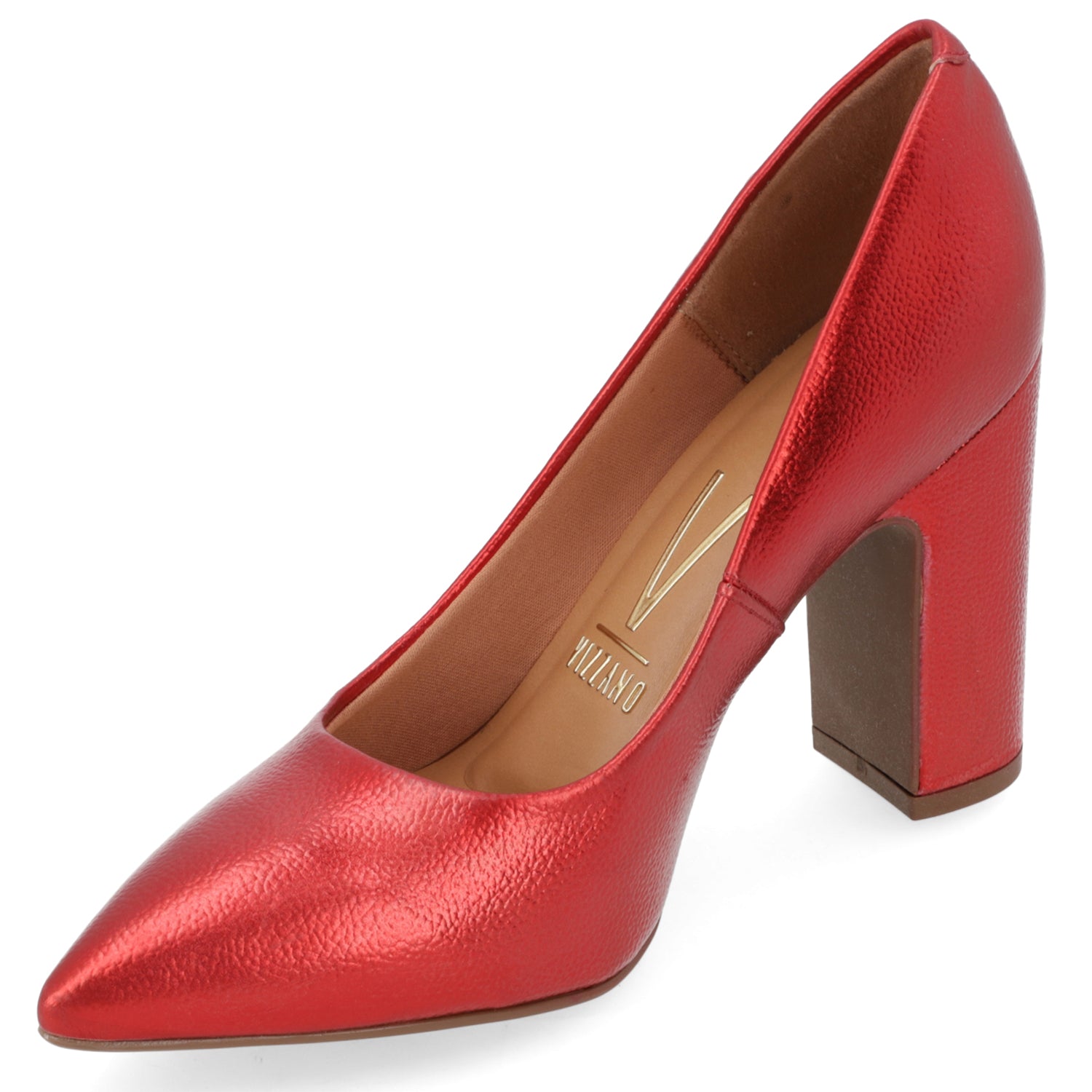 Zapato Taco Ancho Vizzano Metalizados Rojo