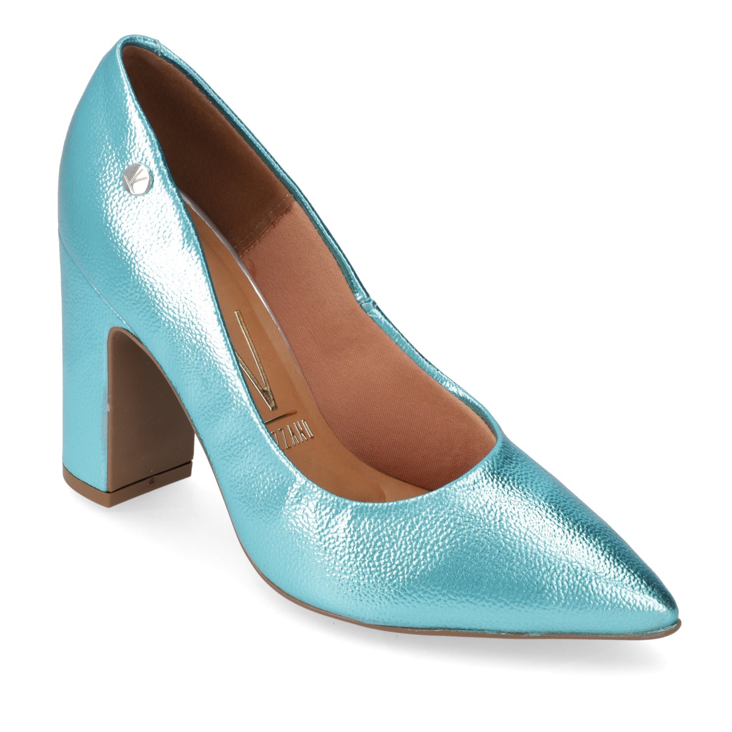 Zapato Taco Cuadrado Vizzano Metalizados Turquesa 34 / Turquesa