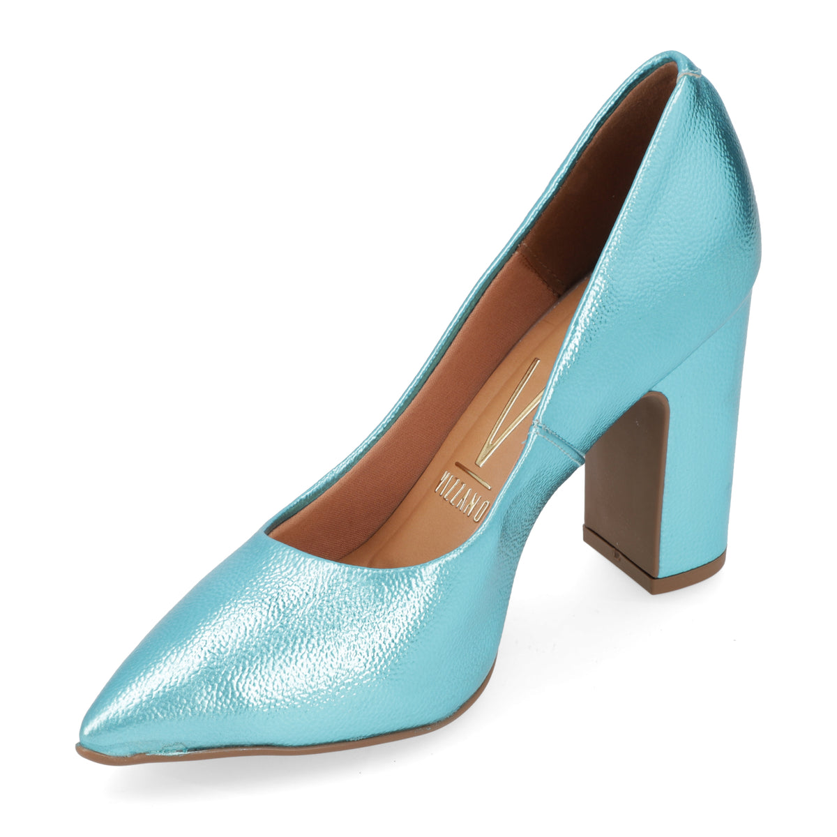 Zapato Taco Ancho Vizzano Metalizados Turquesa