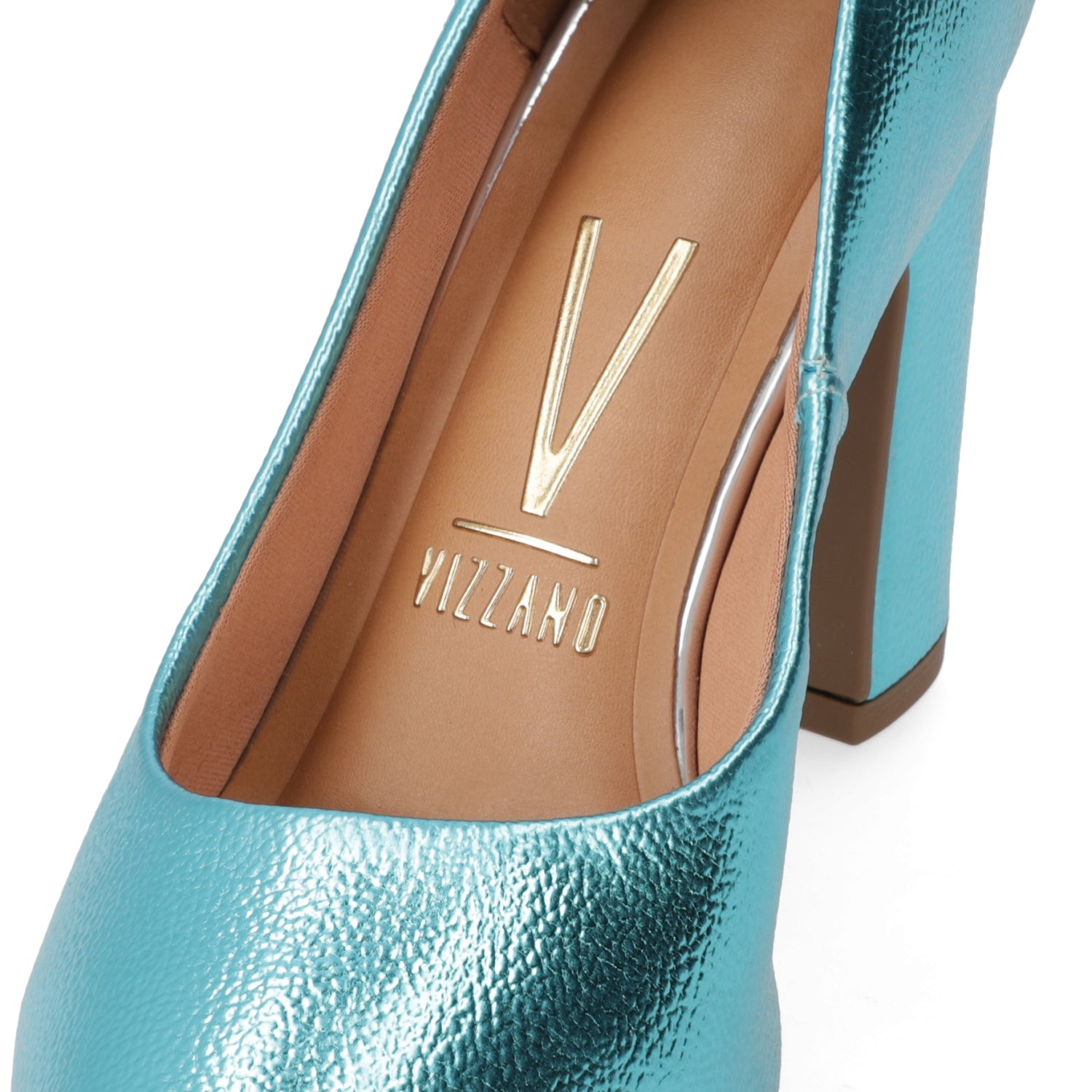 Zapato Taco Ancho Vizzano Metalizados Turquesa