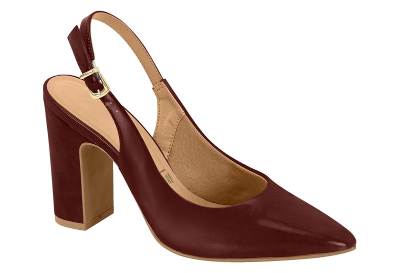 Zapato Mujer Taco Ancho Alto Slingback Carmín Vizzano