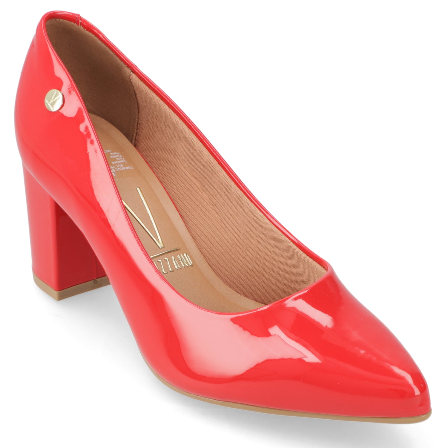 Zapato Taco Ancho Medio Rojo Vizzano Efecto Charol 34 / Rojo