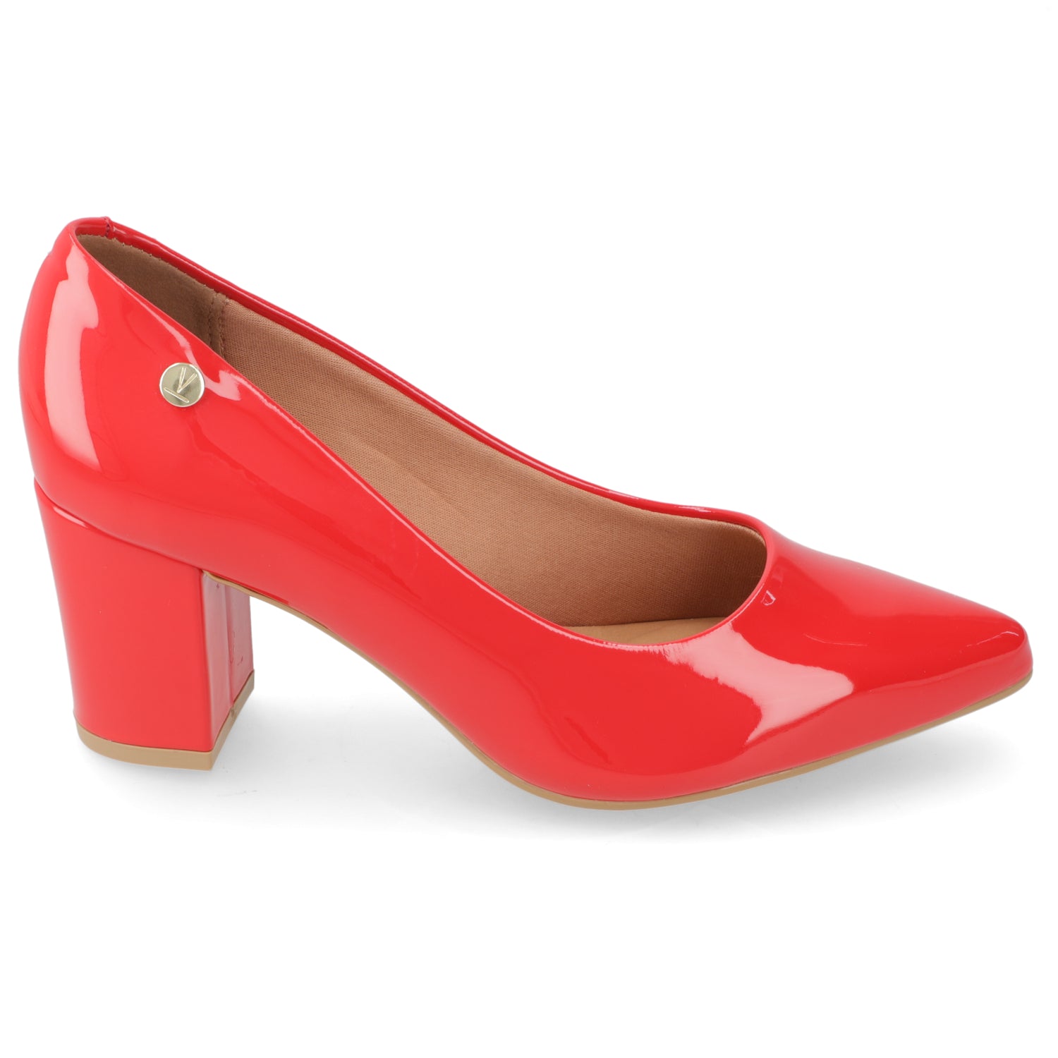 Zapato Taco Ancho Medio Rojo Vizzano Efecto Charol 34 / Rojo