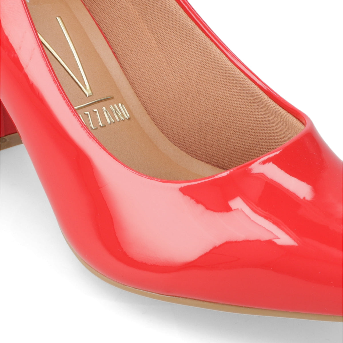 Zapato Taco Ancho Medio Rojo Vizzano Efecto Charol 34 / Rojo