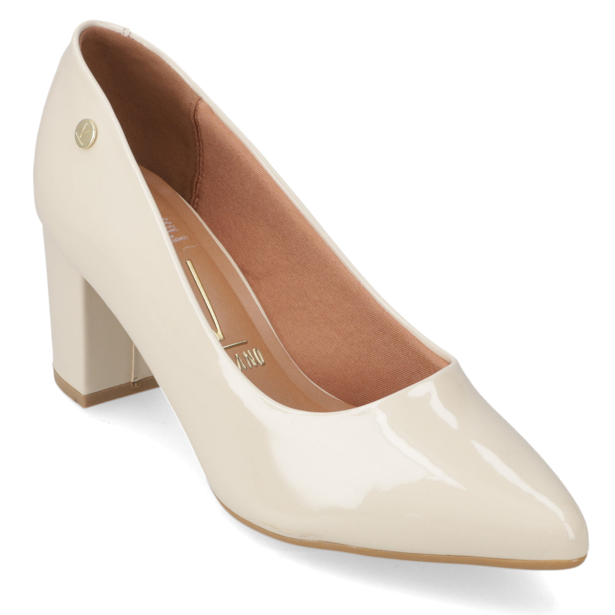 Zapato Taco Ancho Medio Crema Vizzano Efecto Charol 34 / Crema