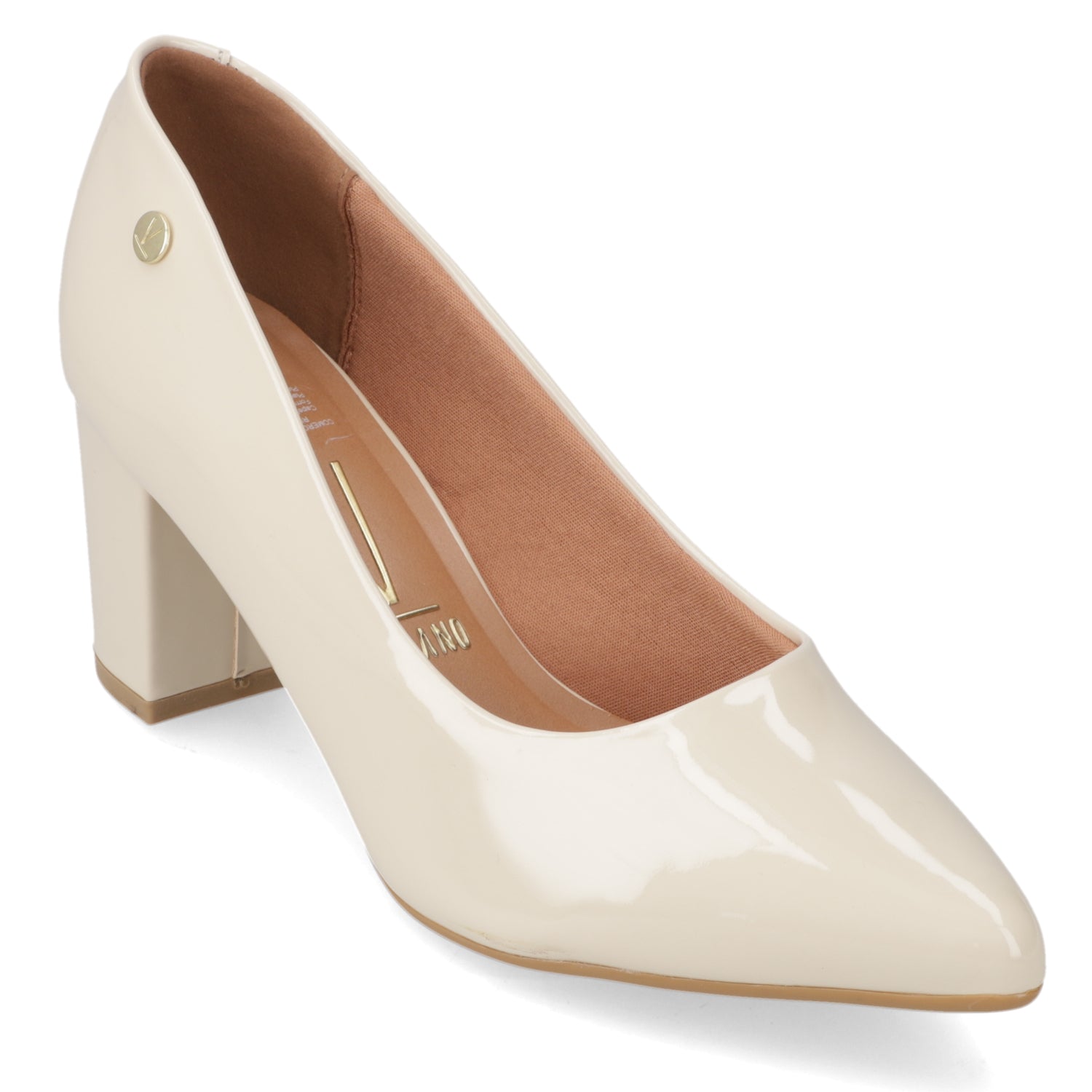 Zapato Taco Ancho Medio Crema Vizzano Efecto Charol 34 / Crema