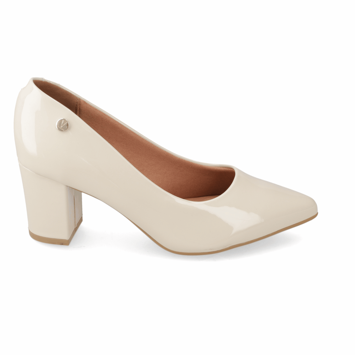 Zapato Taco Ancho Medio Crema Vizzano Efecto Charol 34 / Crema