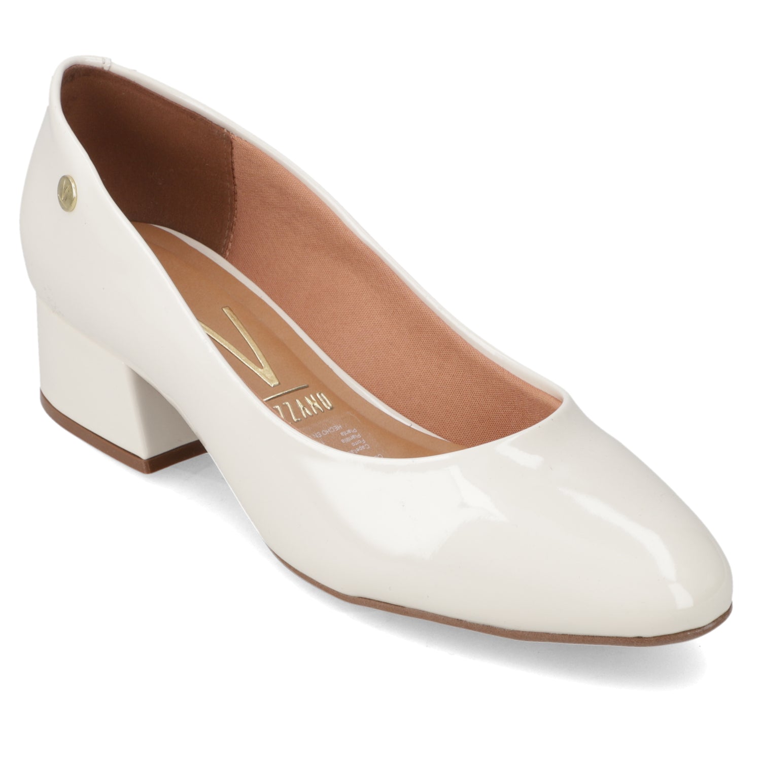Zapato Taco Ancho Vizzano Efecto Charol Blanco