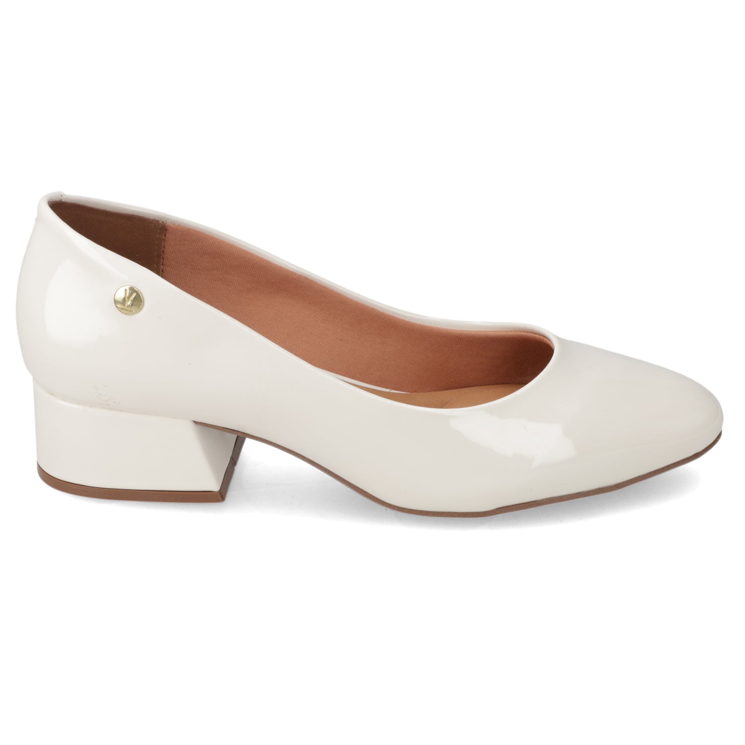Zapato Taco Ancho Vizzano Efecto Charol Blanco