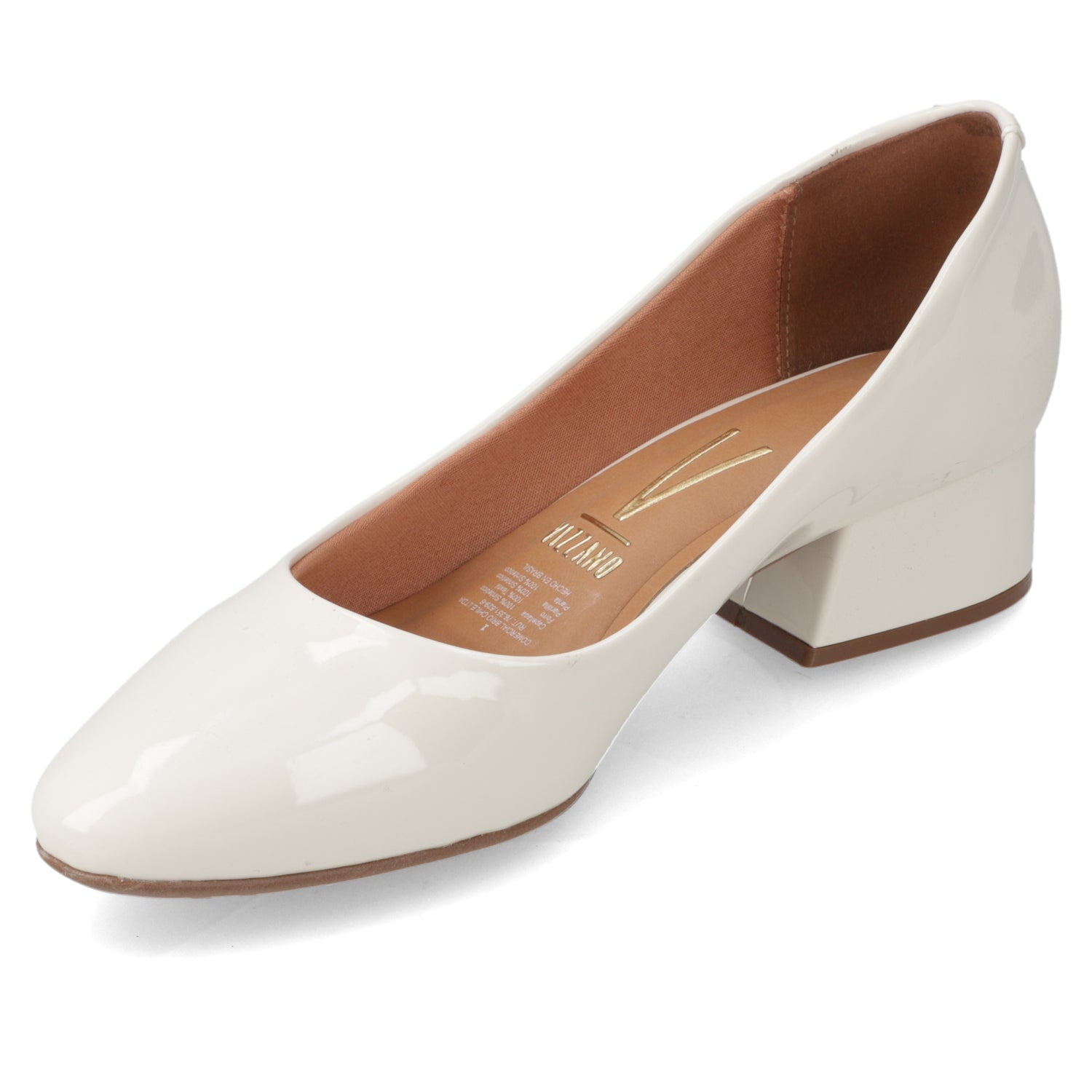 Zapato Taco Ancho Vizzano Efecto Charol Blanco
