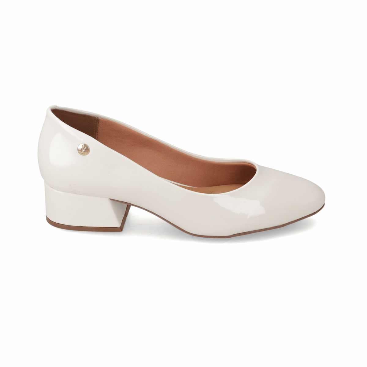 Zapato Taco Ancho Vizzano Efecto Charol Blanco