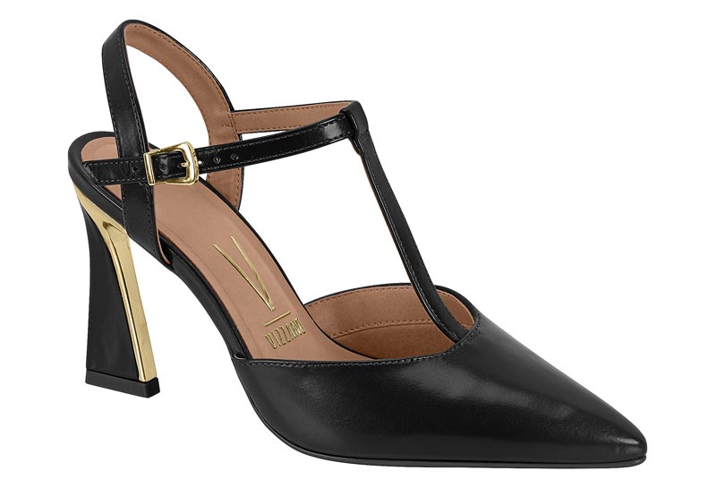 Stiletto Mujer Taco Alto Tira en T Negro Vizzano