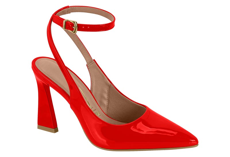 Stiletto Mujer Taco Alto Pulsera al Tobillo Charol Rojo Vizzano