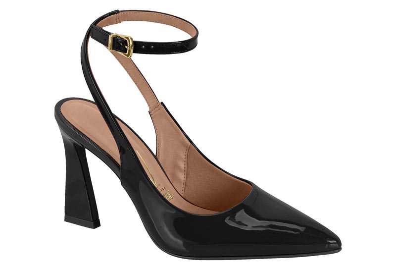 Stiletto Mujer Taco Alto Pulsera al Tobillo Charol Negro Vizzano