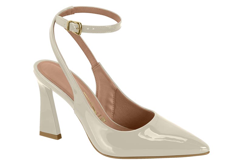 Stiletto Mujer Taco Alto Pulsera al Tobillo Charol Blanco Off Vizzano