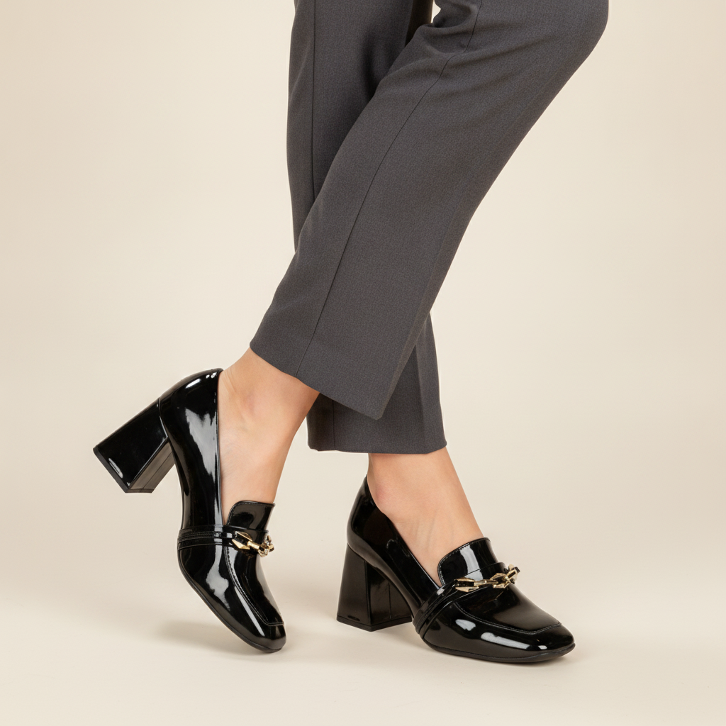 Zapato Taco Ancho Vizzano Negro