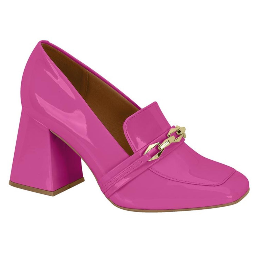 Zapato Taco Ancho Vizzano Efecto Charol Magenta