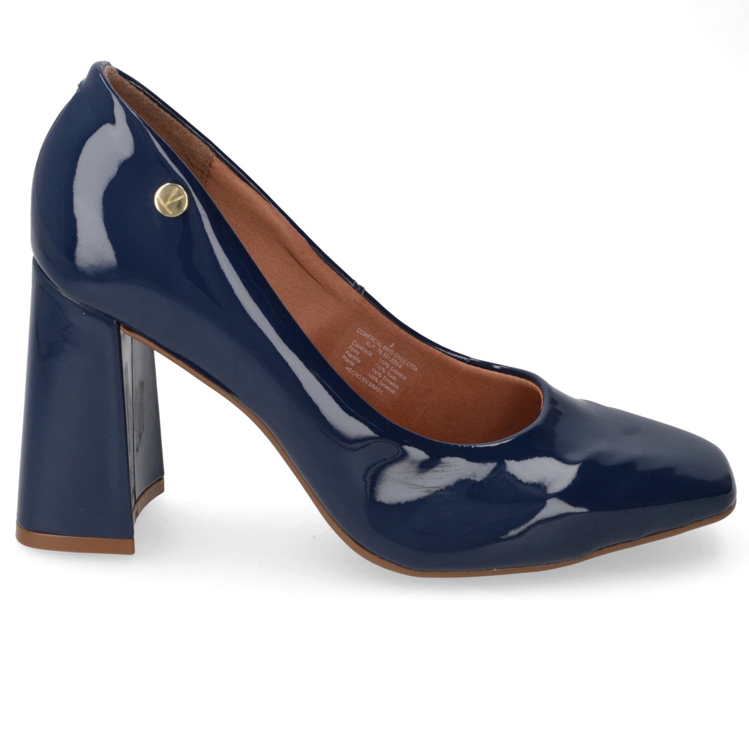 Zapato Taco Ancho Vizzano Efecto Charol Azul