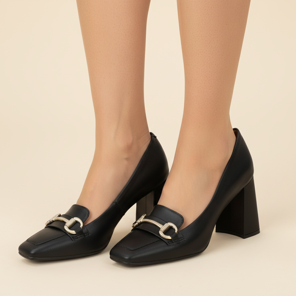 Zapato Taco Ancho Vizzano Negro