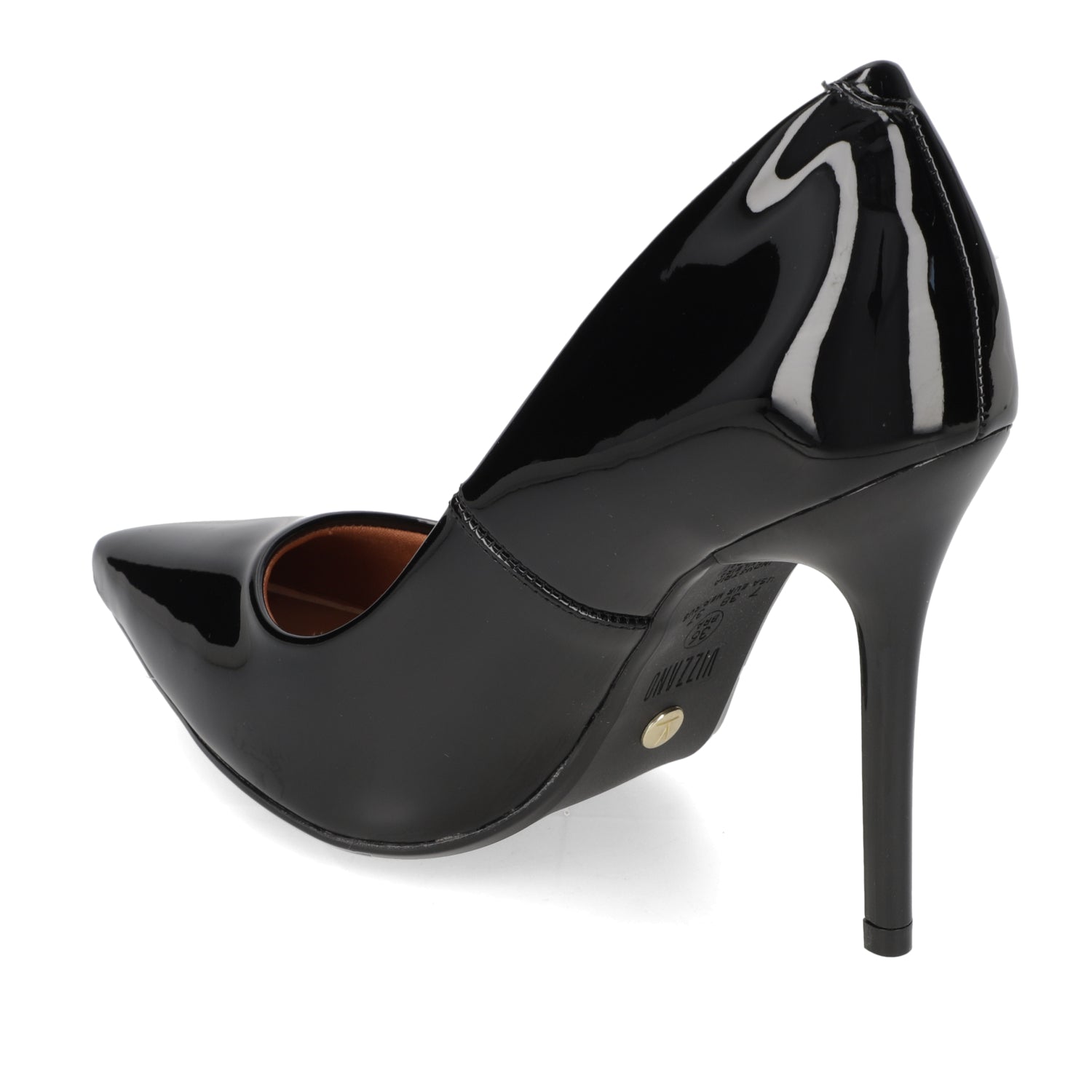 Stilleto Taco Aguja Efecto Charol Negro 34 / Negro