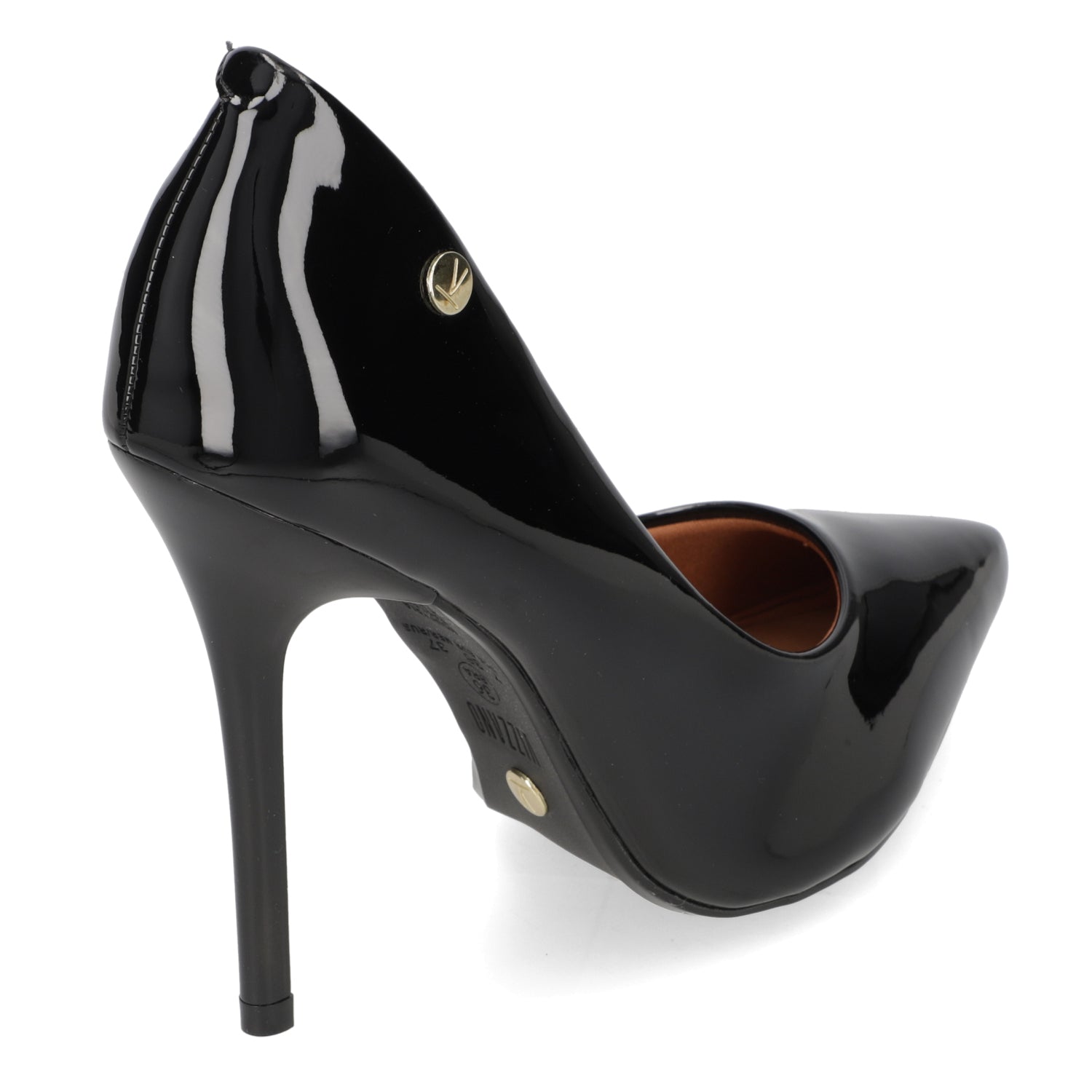 Stilleto Taco Aguja Efecto Charol Negro 34 / Negro