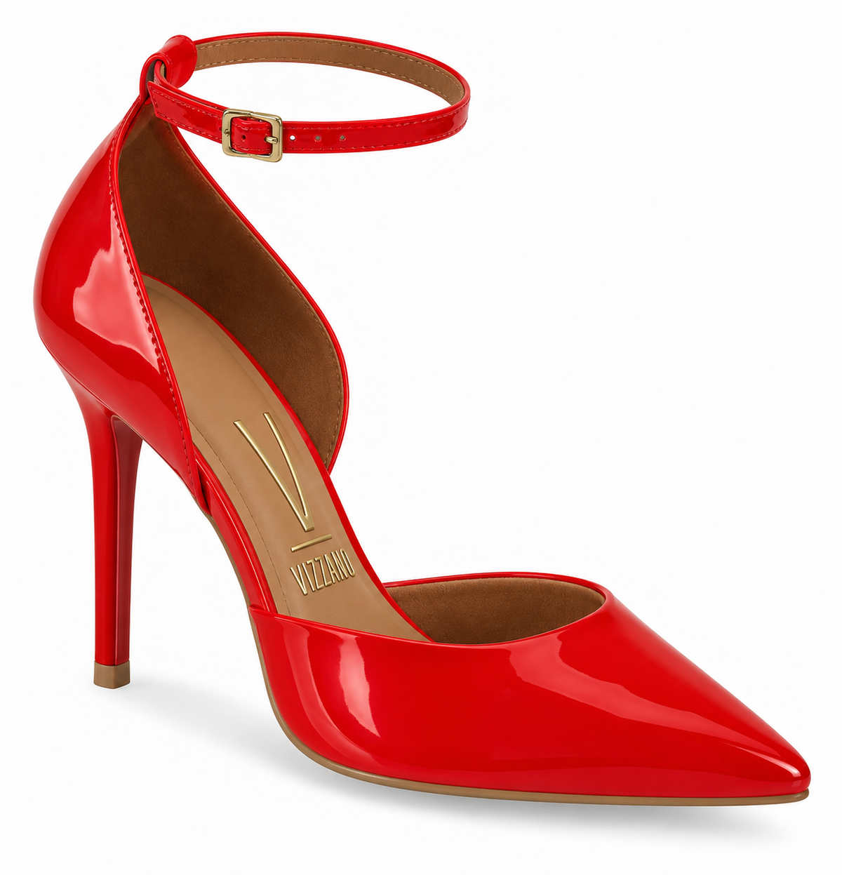 Stiletto Mujer Charol Rojo con Pulsera al Tobillo 35 / Rojo