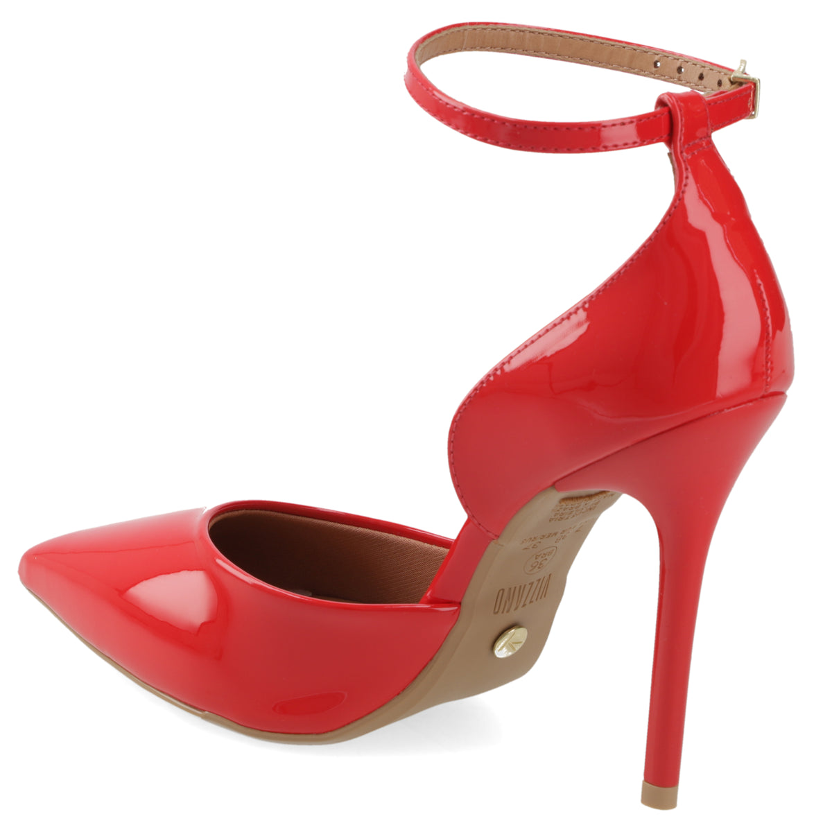 Stiletto Mujer Charol Rojo con Pulsera al Tobillo 35 / Rojo