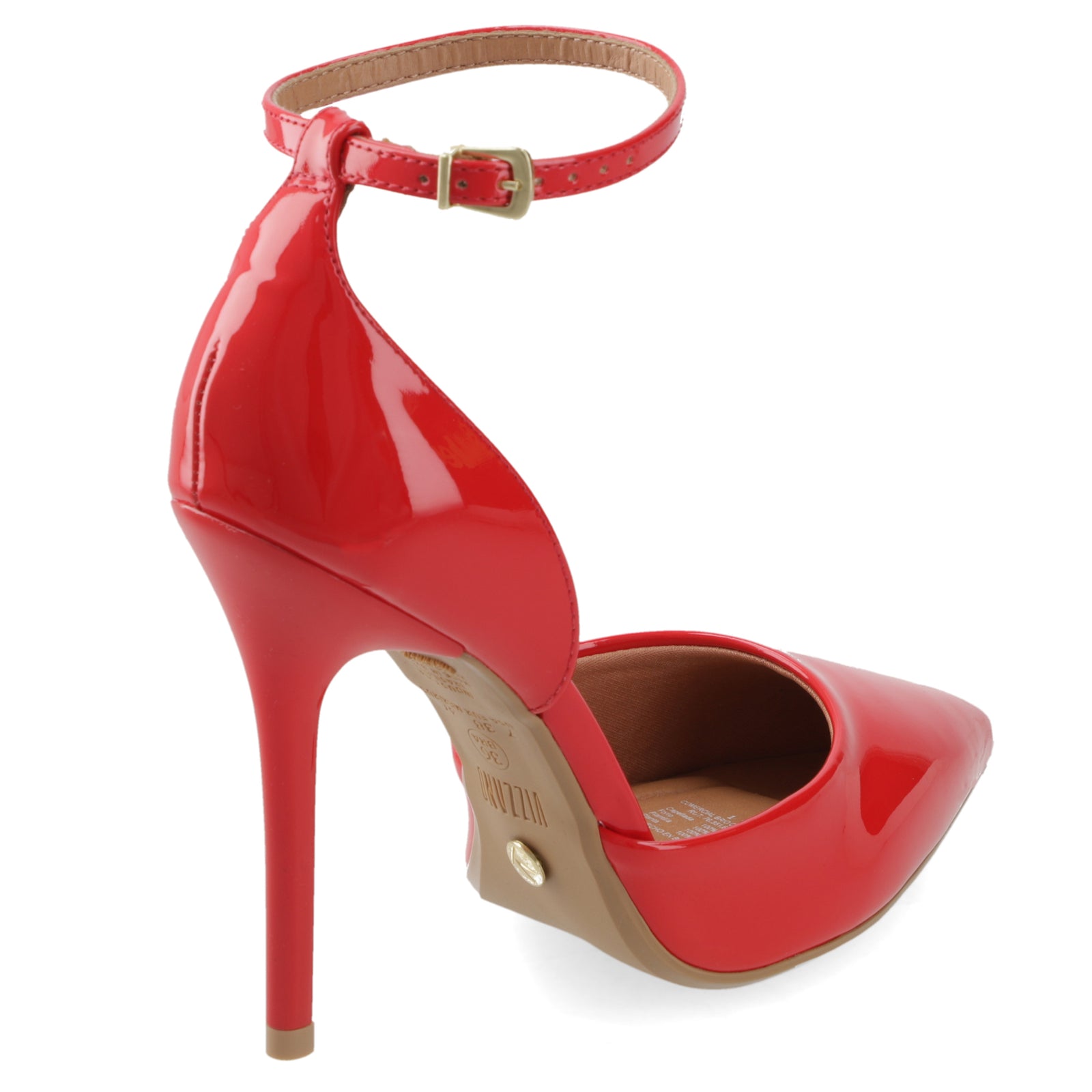 Stiletto Mujer Charol Rojo con Pulsera al Tobillo 35 / Rojo