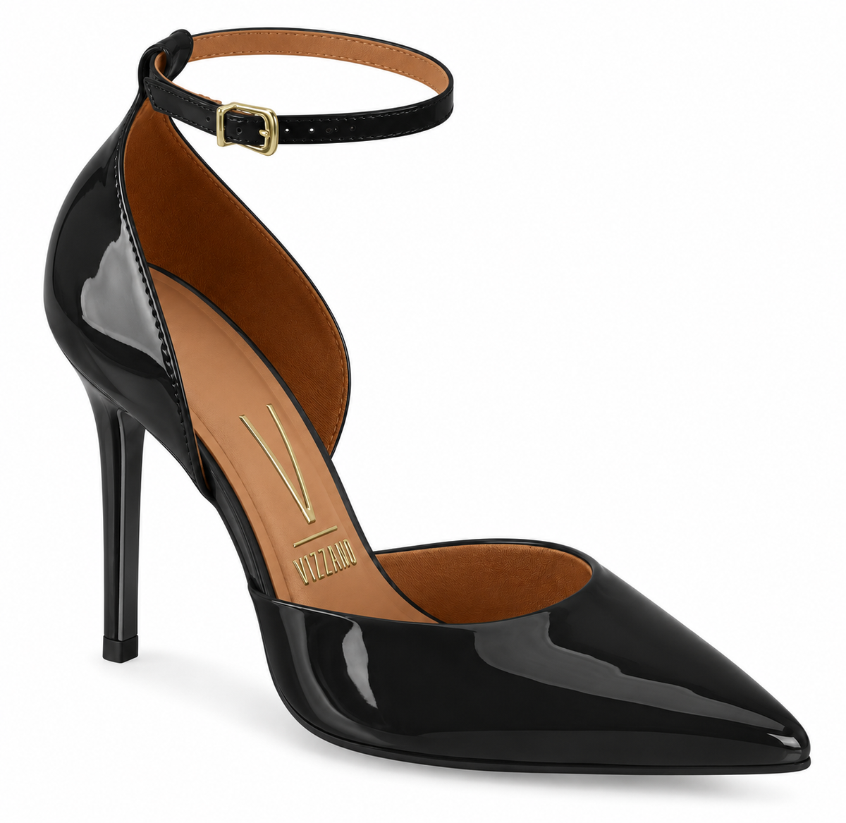 Stiletto Mujer Charol Negro con Pulsera al Tobillo 35 / Negro