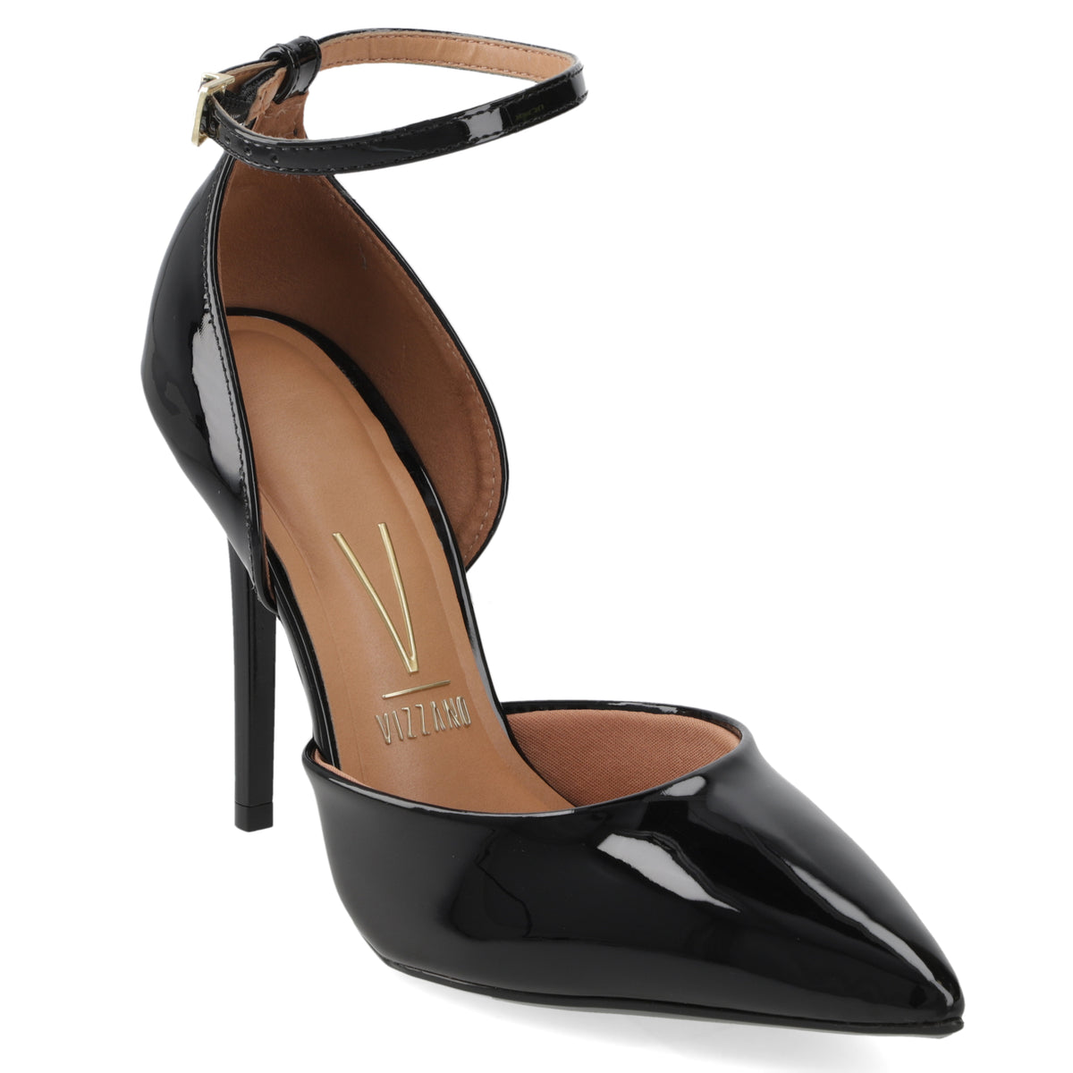 Stiletto Mujer Charol Negro con Pulsera al Tobillo 35 / Negro