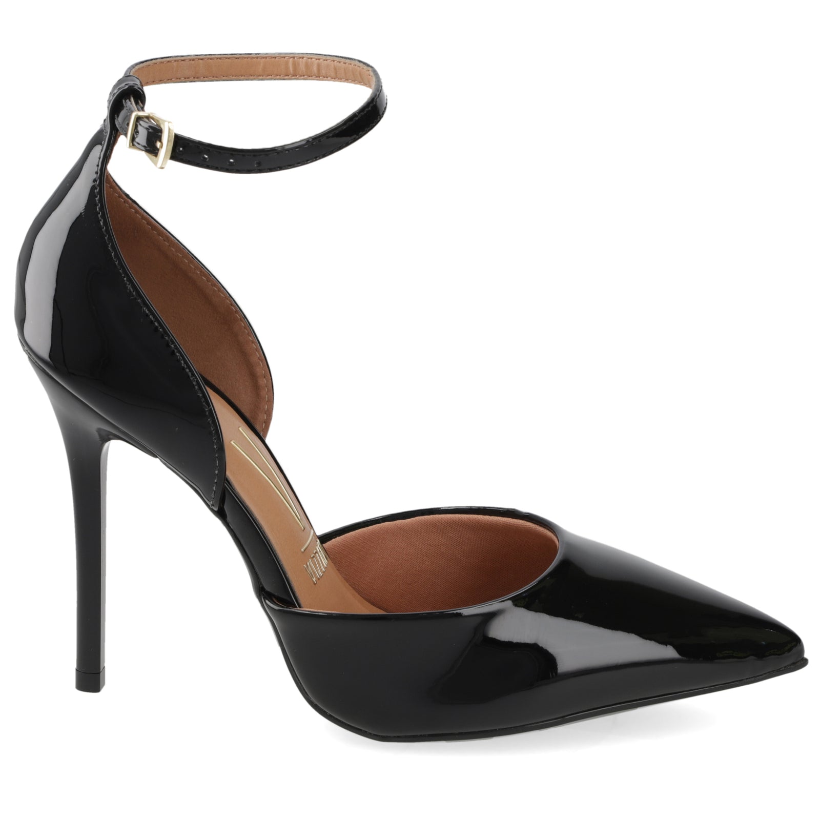 Stiletto Mujer Charol Negro con Pulsera al Tobillo 35 / Negro