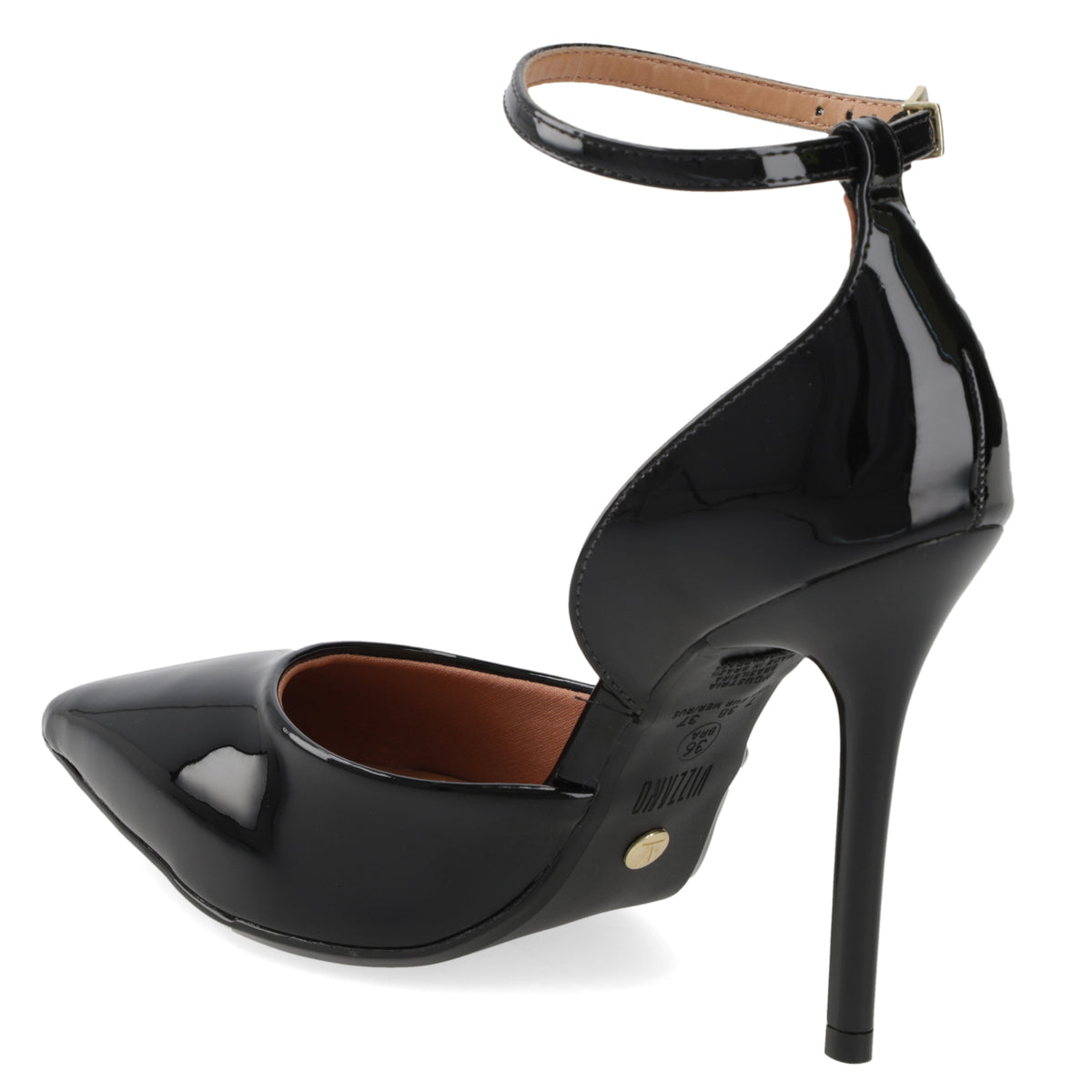 Stiletto Mujer Charol Negro con Pulsera al Tobillo 35 / Negro