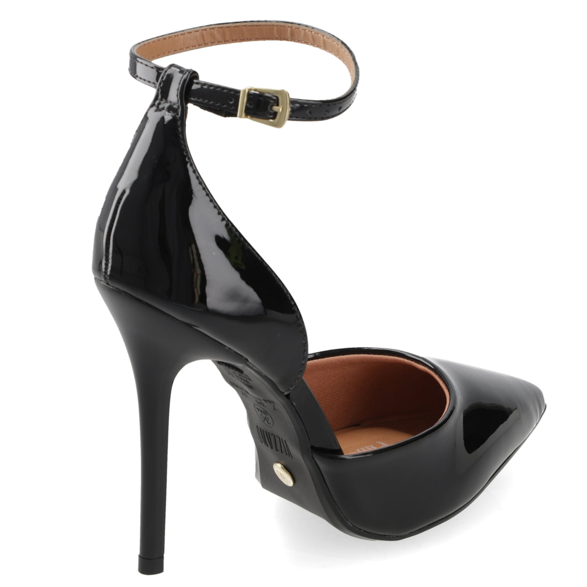 Stiletto Mujer Charol Negro con Pulsera al Tobillo 35 / Negro