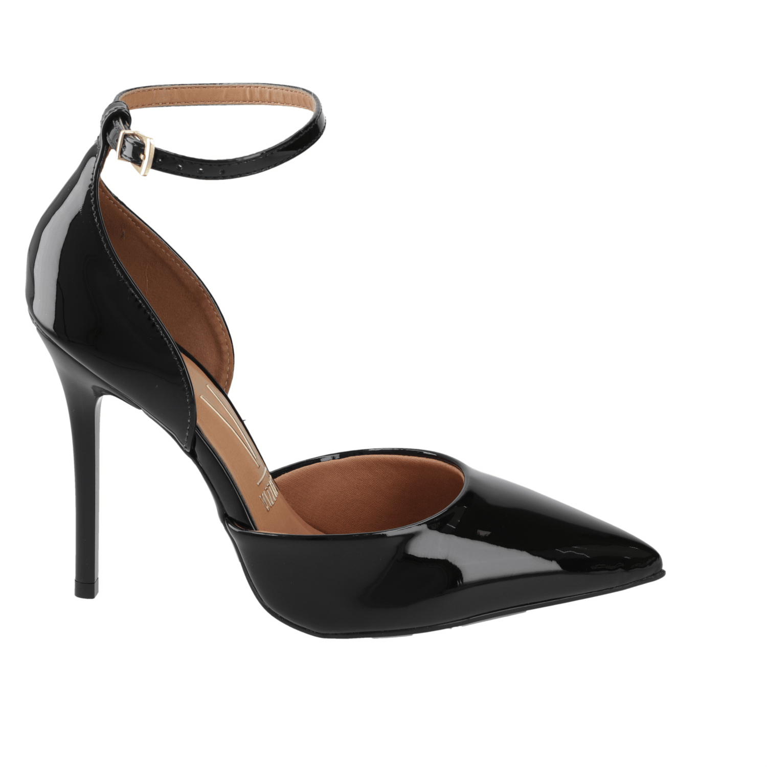 Stiletto Mujer Charol Negro con Pulsera al Tobillo 35 / Negro