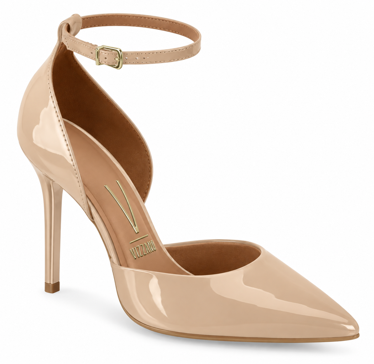 Stiletto Mujer Charol Nude con Pulsera al Tobillo 35 / Beige